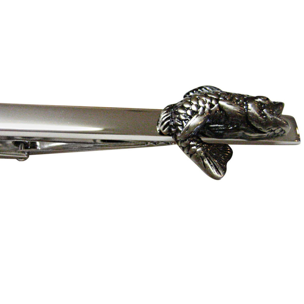 Gun Metal Toned Salmon Fish Square Tie Clip